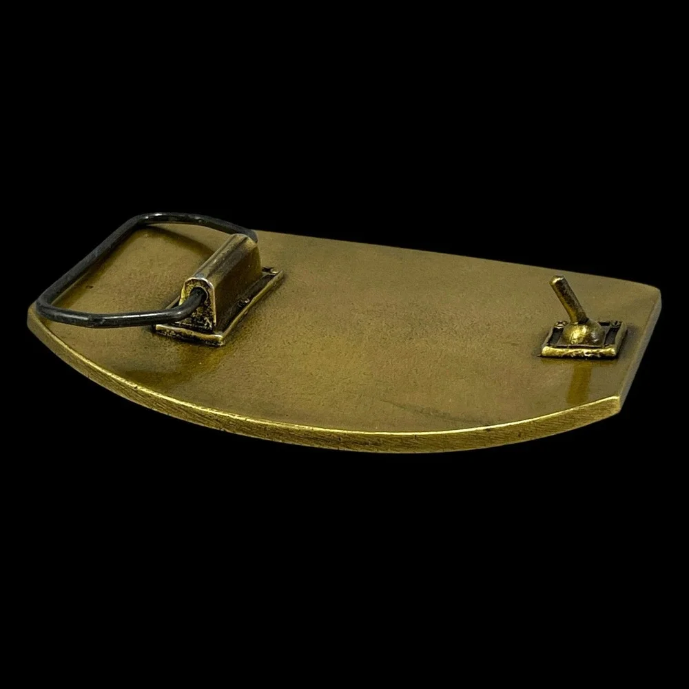 Belt Buckle Tribal Ram Horn Design Unbranded Gold Tone Textured Oval Hardware